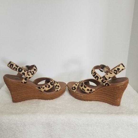 UGG Calf Hair Leopard/Cheetah Jazmine Sandal Wedge Espidrille Heels - Picture 5 of 11